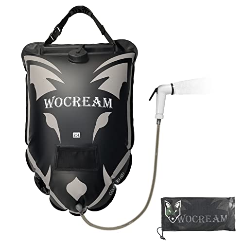 Wolf-Head Camping Dusch Outdoor, 6,6 Gallonen/25L Camping Duschtasche, großer Wasserdurchfluss, Handbrause, Solardusche...