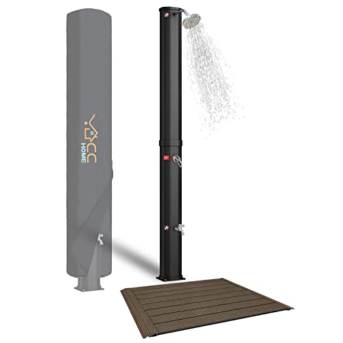 CCLIFE Solardusche mit Bodenplatte 60L Solar Gartendusche Pooldusche Regendusche Außendusche Garten Brause warmes...